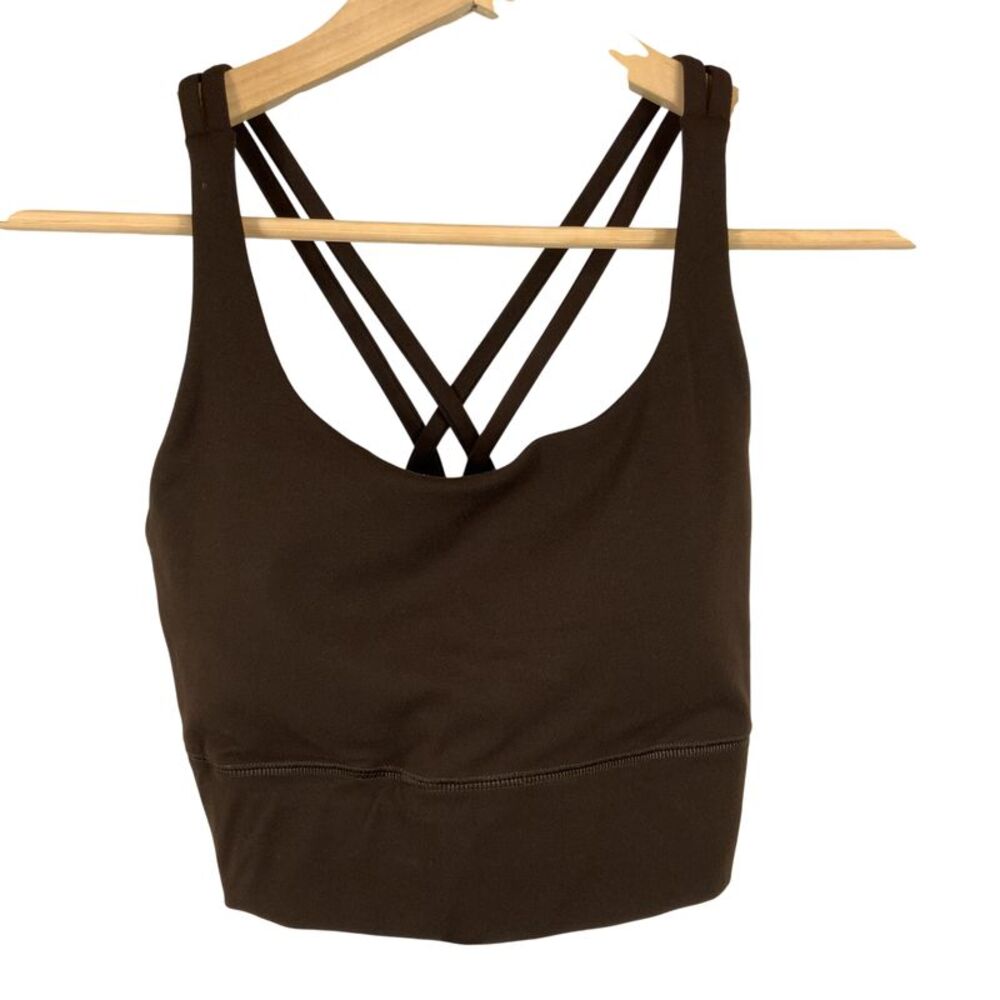 Quince Women Power-Up Strappy Sports Bra Brown Sleeved Top M